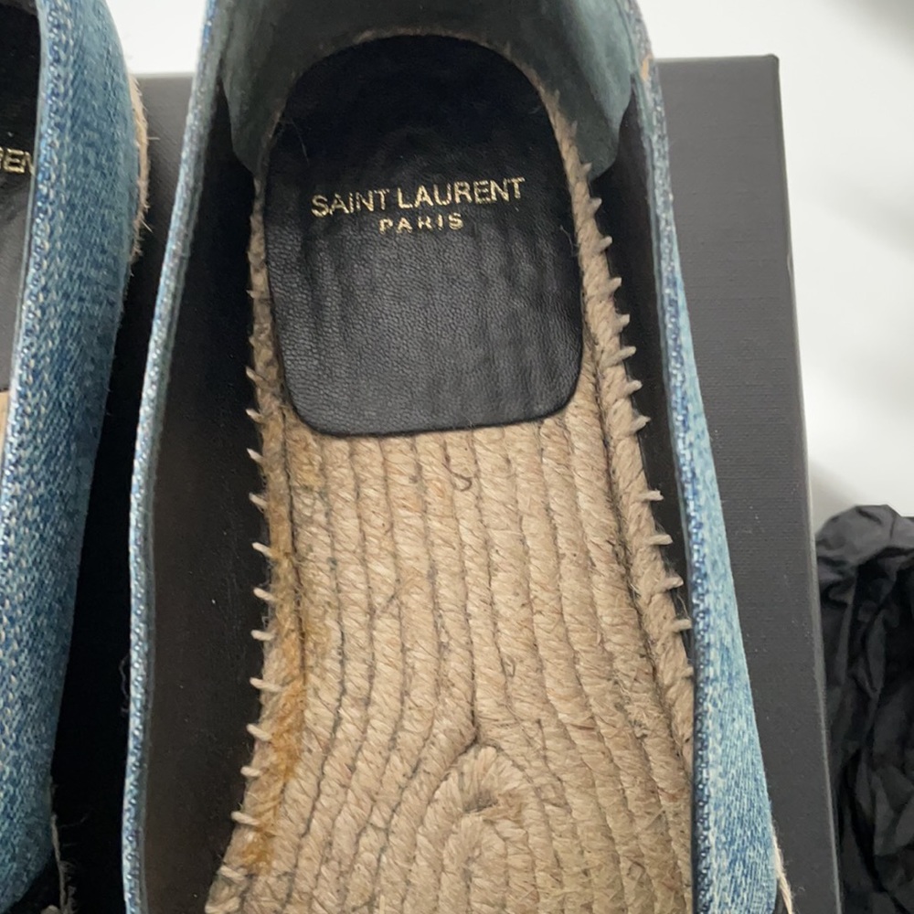 Saint Laurent espadrille denim dirty/mat Napa light blue/Nero in the box - Picture 3 of 11